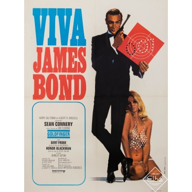 Original vintage movie poster - Yves Thos - Circa 1960 - Viva james Bond Sean Connery - 31,5 by 22,8 inches