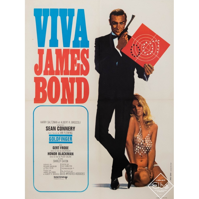 Affiche ancienne de cinéma - Yves Thos - Circa 1960 - Viva james Bond Sean Connery - 80 par 58 cm