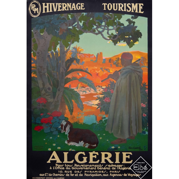 Affiche ancienne de voyage - Léon Carré - 1921 - Algérie - 106 par 74,5 cm