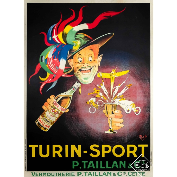 Affiche ancienne de publicité - Mich - Circa 1920 - Turin - Sport - 166 par 118 cm