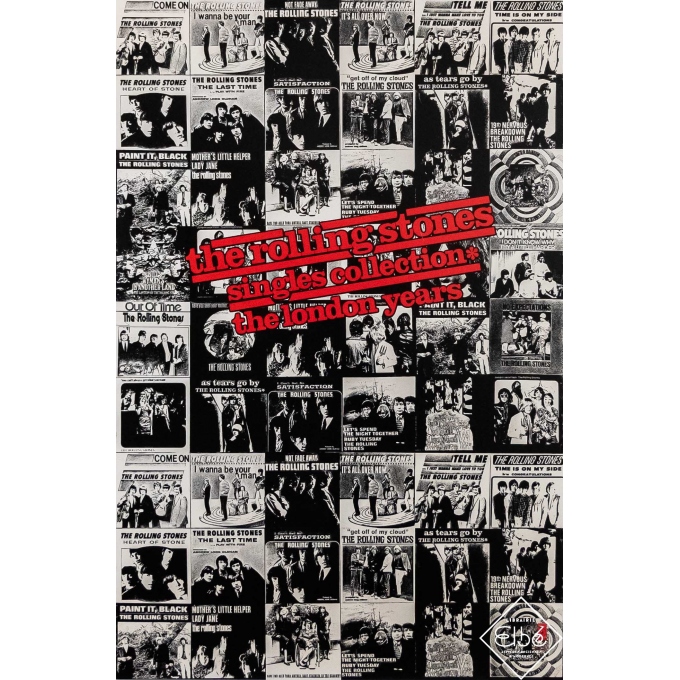 Affiche ancienne de publicité - 1989 - The Rolling Stones - single collection - The London years - 92,5 par 61,5 cm