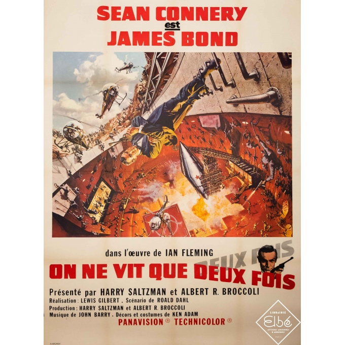 Affiche ancienne de cinéma - Yves Thos - 1967 - Sean Connery est James Bond - On ne vit que deux fois - 60 par 120 cm