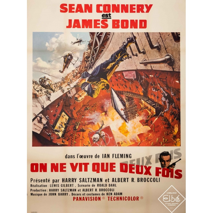 Original vintage movie poster - Yves Thos - 1967 - Sean Connery est James Bond - On ne vit que deux fois - 47,2 by 23,6 inches