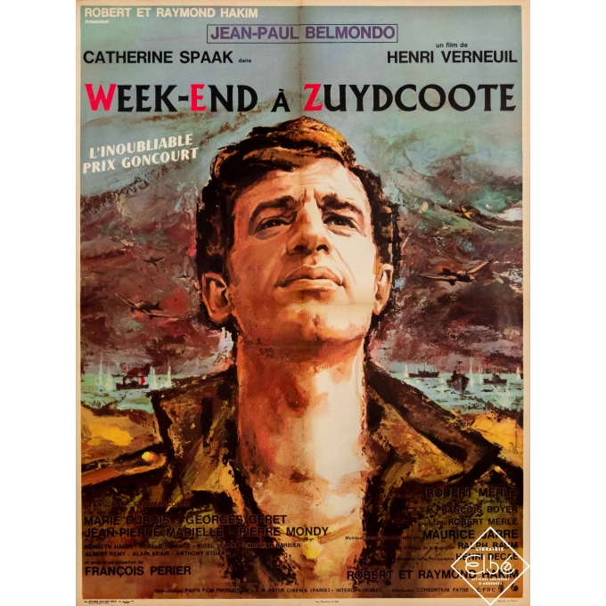 Affiche ancienne de cinéma - Ferracci - 1964 - Week-end à Zuydcoote - Jean-Paul Belmondo - 80 par 60 cm