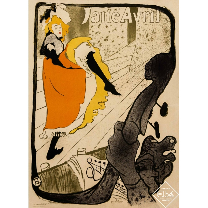 Affiche ancienne de publicité - Toulouse Lautrec - Circa 1950 - Jane Avril - Edition Circa 1950 - 83 par 65,5 cm