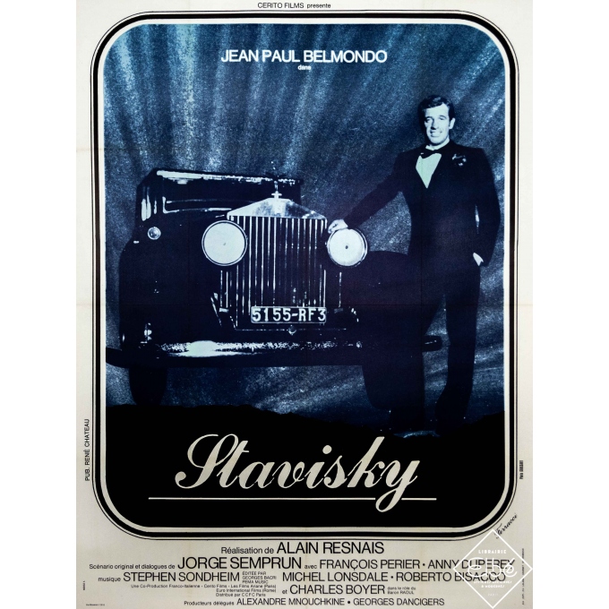 Affiche ancienne de cinéma - Ferracci - 1974 - Stavisky - Jean-Paul Belmondo - 160 par 120 cm