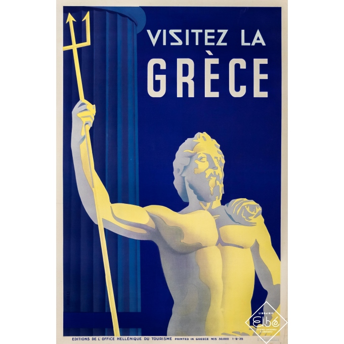 Vintage travel poster - KRALI - 1935 - Visitez la Grèce - 38,8 by 26,8 inches