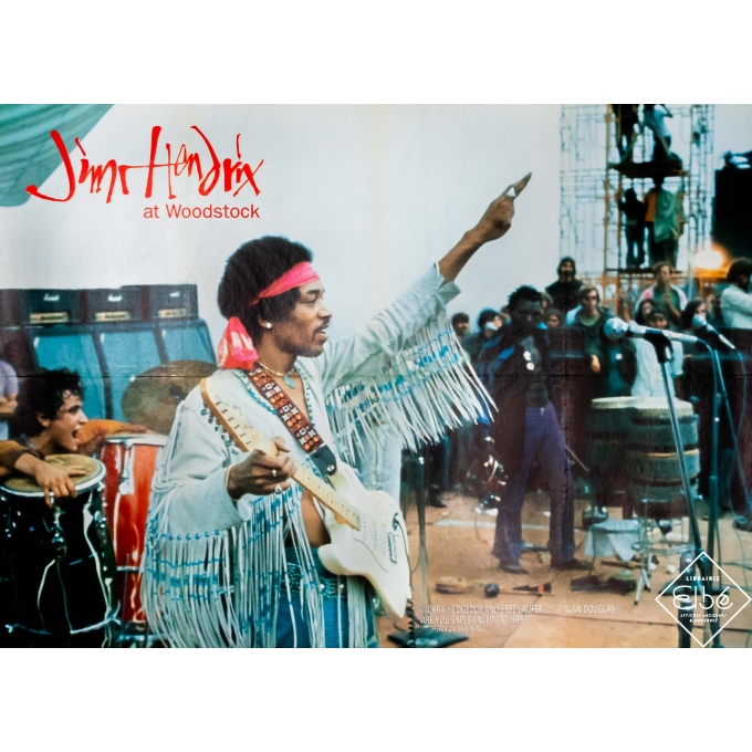 Affiche ancienne d'exposition - 1992 - Jimi Hendrix at Woodstock - 103 par 76 cm