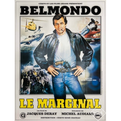 Affiche ancienne de cinéma - Casaro - 1983 - Le Marginal - Belmondo - 160 par 120 cm