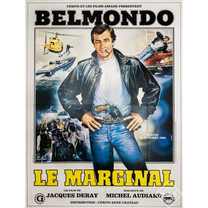 Original vintage movie poster - Casaro - 1983 - Le Marginal - Belmondo - 63 by 47,2 inches