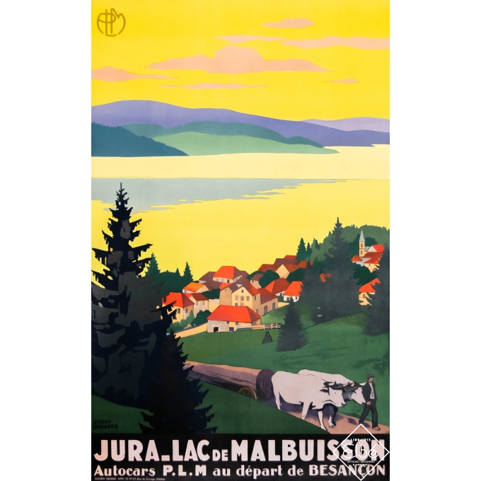 Affiche ancienne de voyage - Roger Broders - Circa 1930 - Jura - Lac de Malbuisson - 100 par 63 cm