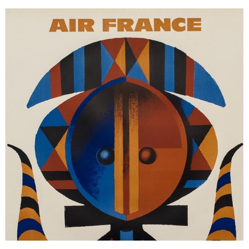 Vintage travel poster - Nathan - 1962 - Air France Afrique - 39 by 24.2 inches - 2