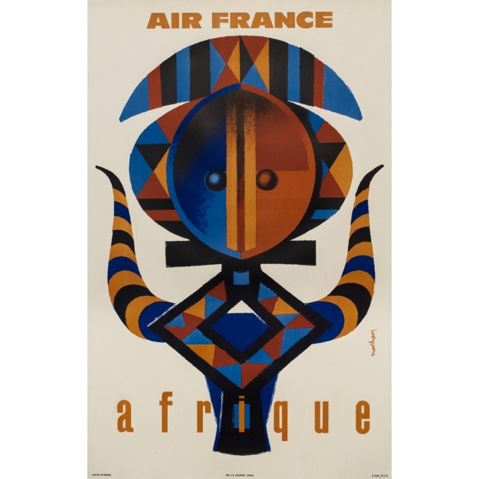 Affiche ancienne de voyage - Nathan - 1962 - Air France Afrique - 99 par 61.5 cm