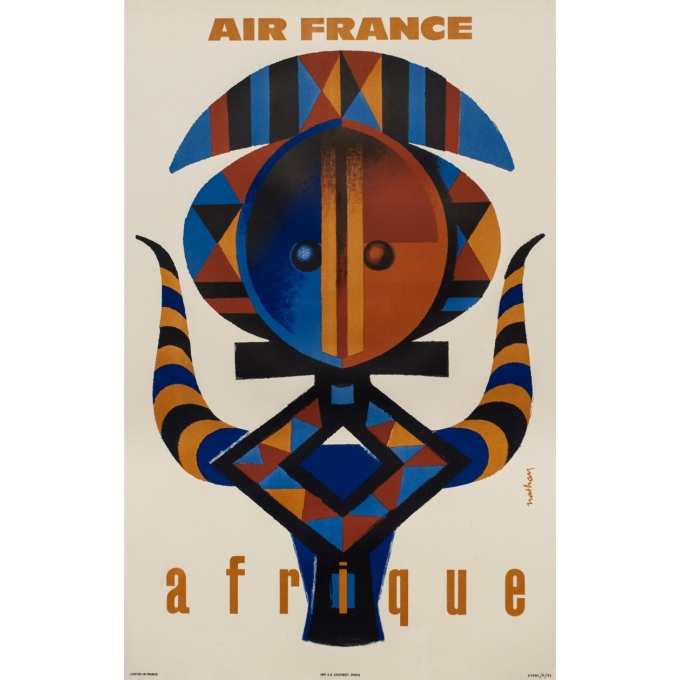 Vintage travel poster - Nathan - 1962 - Air France Afrique - 39 by 24.2 inches