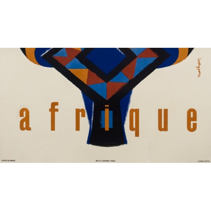 Affiche ancienne de voyage - Nathan - 1962 - Air France Afrique - 99 par 61.5 cm - 3