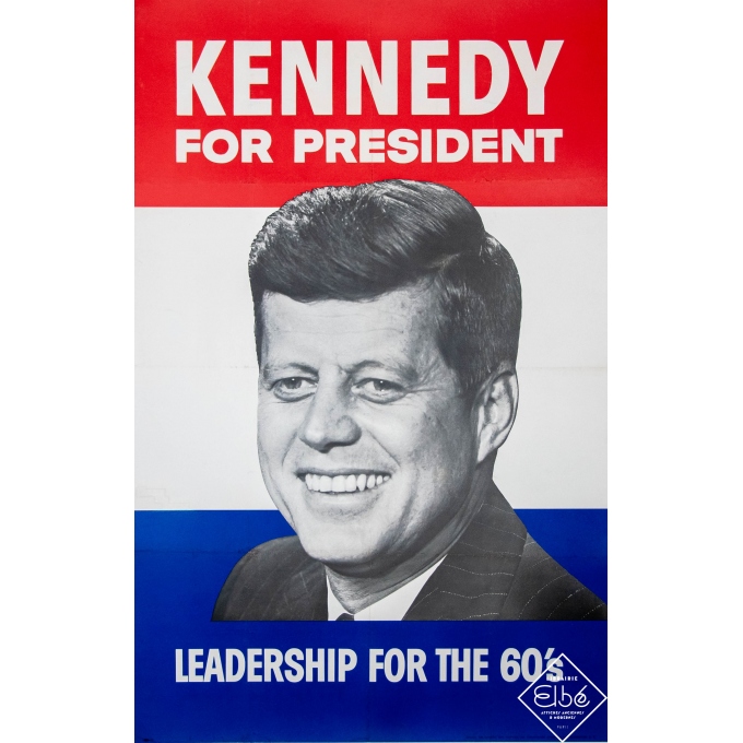 Vintage advertising poster - Circa 1960 - Kennedy for president - 43,7 by 28 inches
