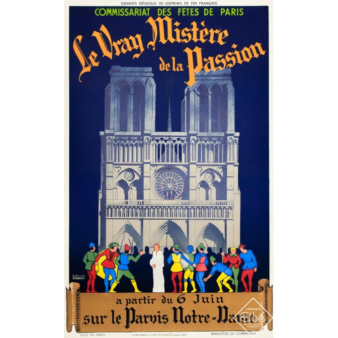 Vintage poster - Emile Regnault - 1925 - Le Vrai Mystère de la Passion - Notre Dame de Paris - 39,4 by 24,4 inches