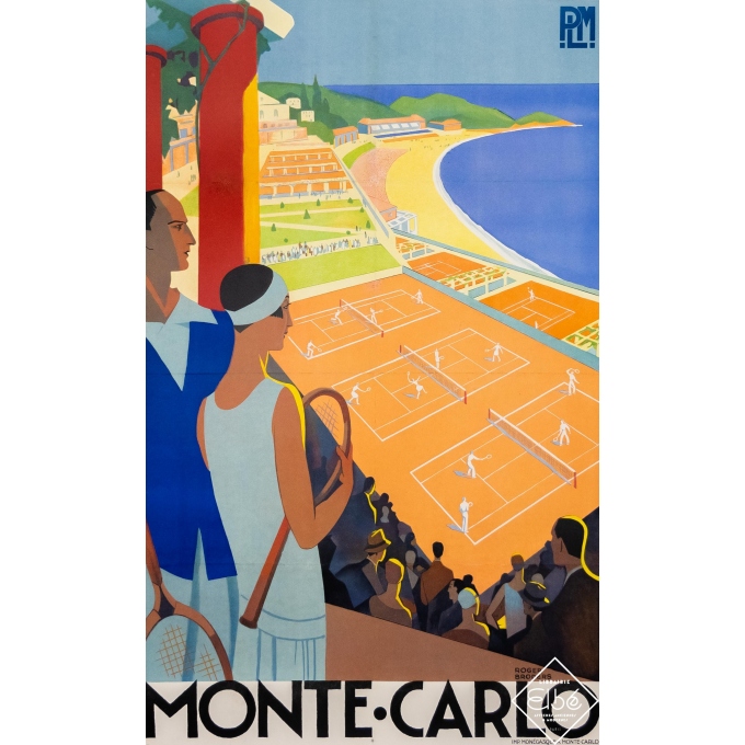 Vintage travel poster - Roger Broders - Circa 1930 - Monte - Carlo -PLM - 39,4 by 24,8 inches