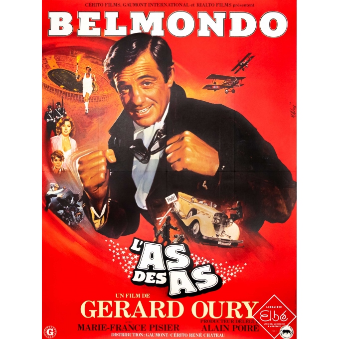 Affiche ancienne de cinéma - Mascii - 1980 - L'As des As - Belmondo - 160 par 120 cm