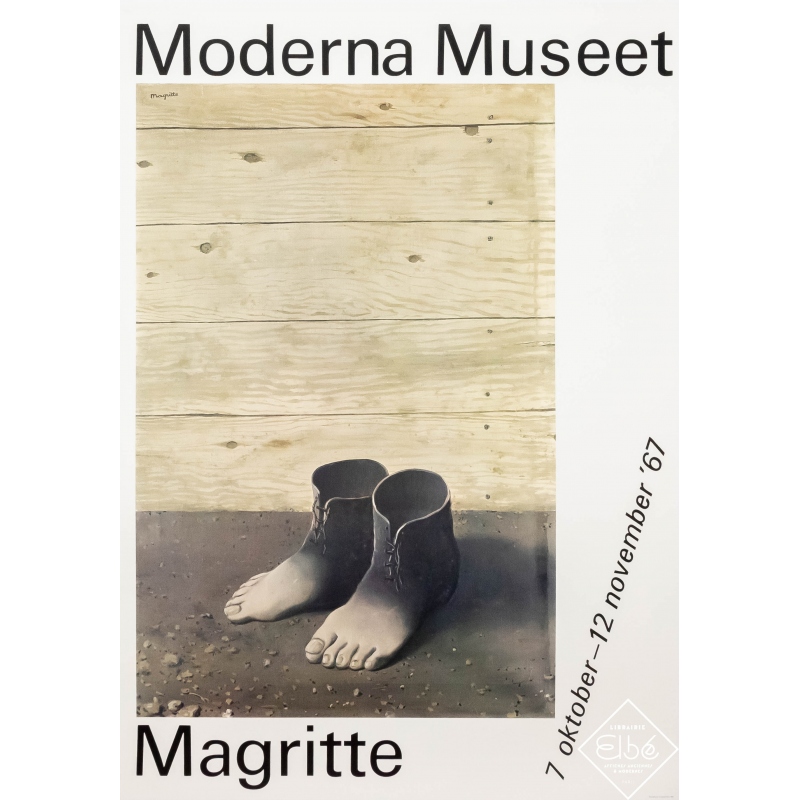 Affiche ancienne d'exposition - Magritte - 1967 - Moderna Museet - Exposition Magritte - 100 par 70 cm