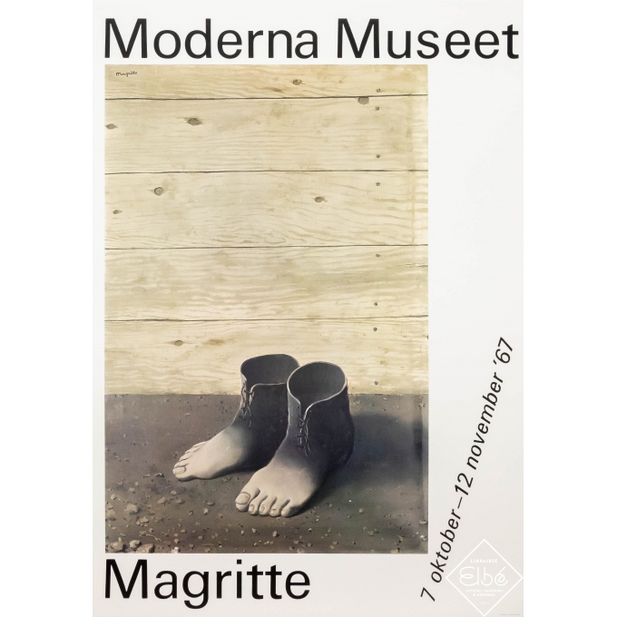 Affiche ancienne d'exposition - Magritte - 1967 - Moderna Museet - Exposition Magritte - 100 par 70 cm