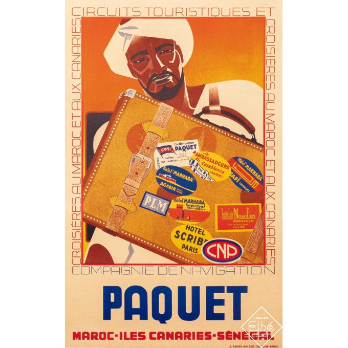 Vintage travel poster - Circa 1930 - Compagnie de Navigation Paquet - 39,4 by 24,6 inches Vintage travel poster - Circa 1930 - Compagnie de Navigation Paquet - 39,4 by 24,6 inches
