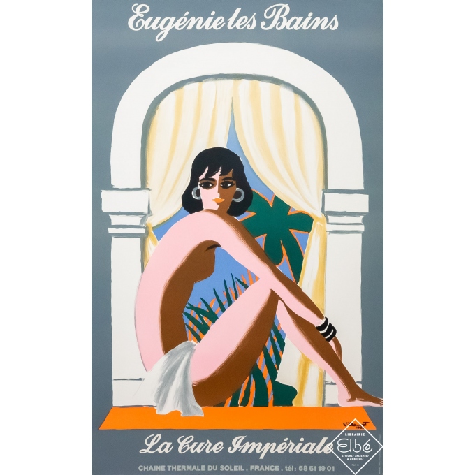 Affiche ancienne de publicité - Villemot - 1988 - Eugénie les Bains - La Cure Impériale - 102 par 70 cm