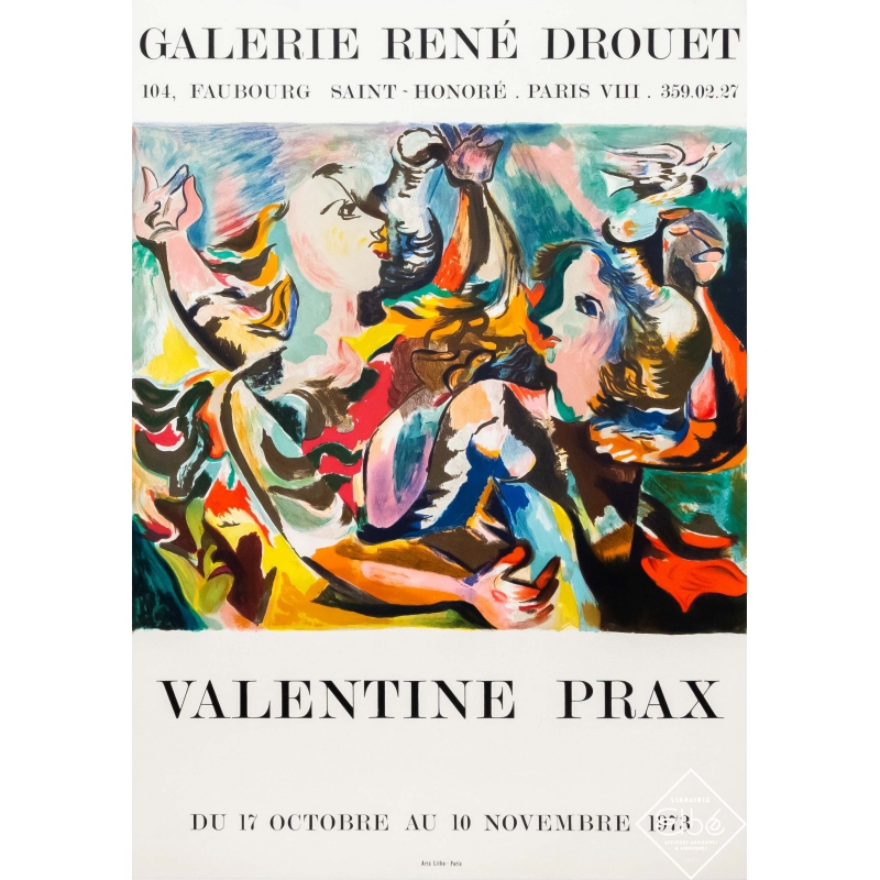 Affiche ancienne d'exposition - Valentine Prax - 1973 - Exposition Valentine Prax - 70,5 par 49,5 cm
