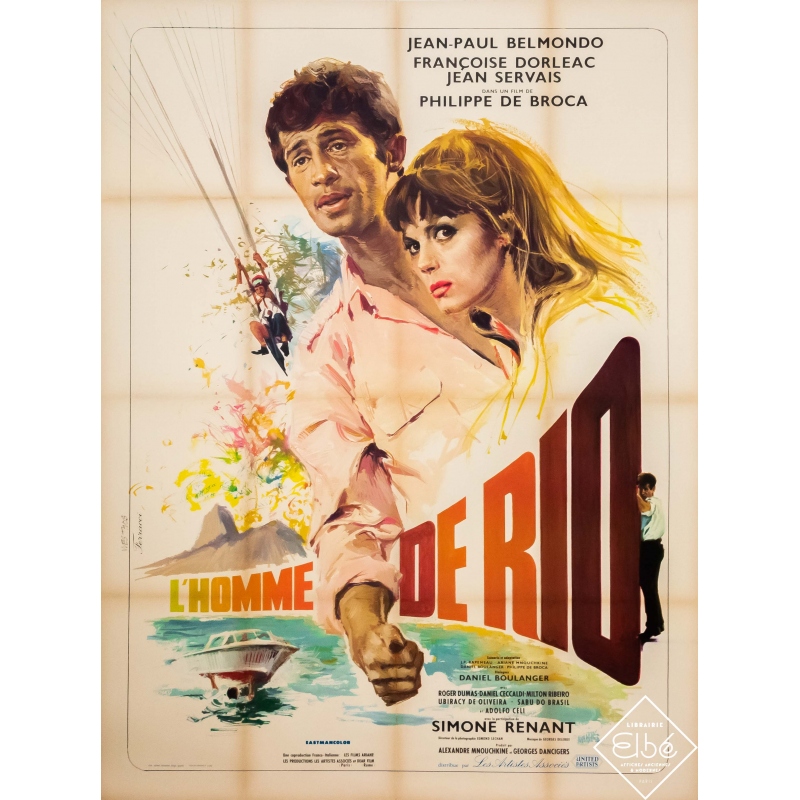 Affiche ancienne de cinéma - Ferracci - 1964 - L'Homme de Rio - Belmondo - 160 par 120 cm
