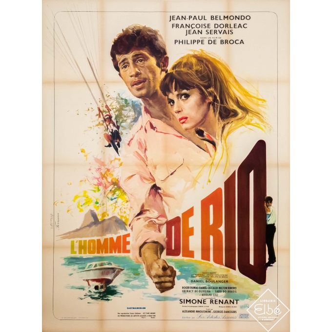 Affiche ancienne de cinéma - Ferracci - 1964 - L'Homme de Rio - Belmondo - 160 par 120 cm