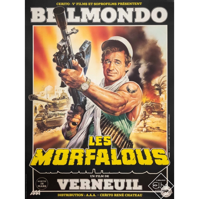 Affiche ancienne de cinéma - Casaro - 1983 - Les Morfalous - Belmondo - 160 par 120 cm