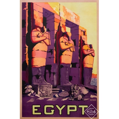 Affiche ancienne de voyage - Moy Thomas - Circa 1925 - Egypt - Temple de Louxor - 91 par 61 cm