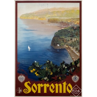 Vintage travel poster - Mario Borgoni - 1927 - Sorrento - Italie - 39,2 by 27,2 inches