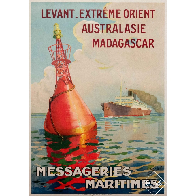 Vintage travel poster - Gilbert Galland - Circa 1925 - Levant - Extreme Orient - Messageries Maritimes - 41,9 by 29,5 inches Vintage travel poster - Gilbert Galland - Circa 1925 - Levant - Extreme Orient - Messageries Maritimes - 41,9 by 29,5 inches