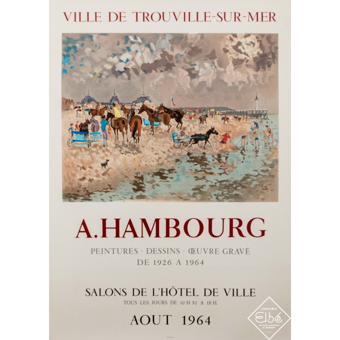 Affiche ancienne d'exposition - Hambourg - 1964 - A. Hambourg - Ville de Trouville sur mer - 76 par 54,5 cm