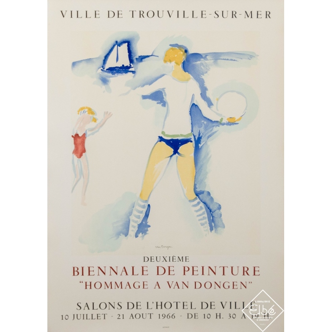Affiche ancienne d'exposition - Van Dongen - 1966 - Hommage à Van Dongen - Ville de Trouville sur mer - 78,5 par 56 cm