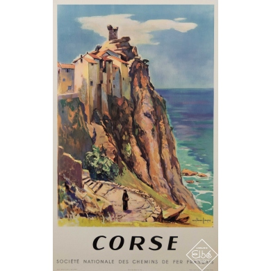 Vintage travel poster - Arthur Fage - 1955 - Corse - SNCF - 39,2 by 24,2 inches