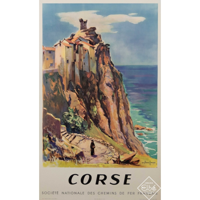 Affiche ancienne de voyage - Arthur Fage - 1955 - Corse - SNCF - 99,5 par 61,5 cm