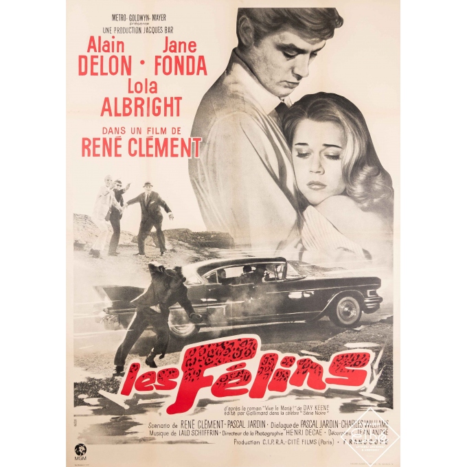 Affiche ancienne de cinéma - Sonis - 1964 - Les Félins - 160 par 120 cm