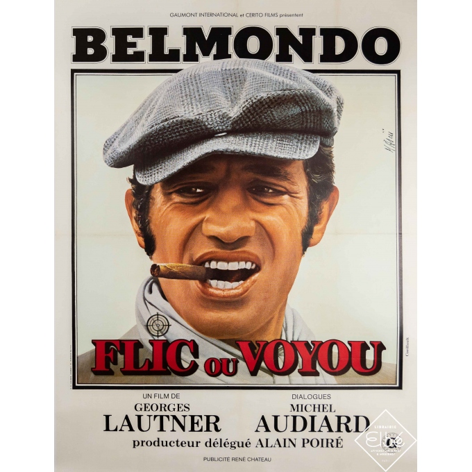 Original vintage movie poster - Jean Mascii - 1979 - Flic ou voyou - Belmondo - 63 by 47,2 inches