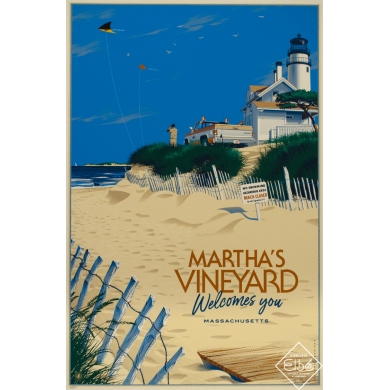 Silkscreen poster - Laurent Durieux - 2021 - Martha's Vineyard Welcomes You, signée - 75/575 - 35,8 by 24 inches