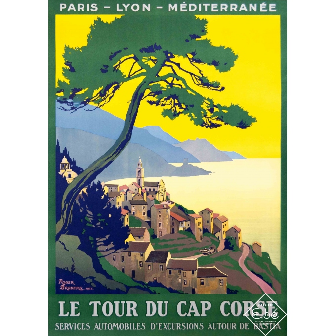 Vintage travel poster - Roger Broders - 1923 - Le tour du Cap Corse PLM - 41,7 by 30,3 inches
