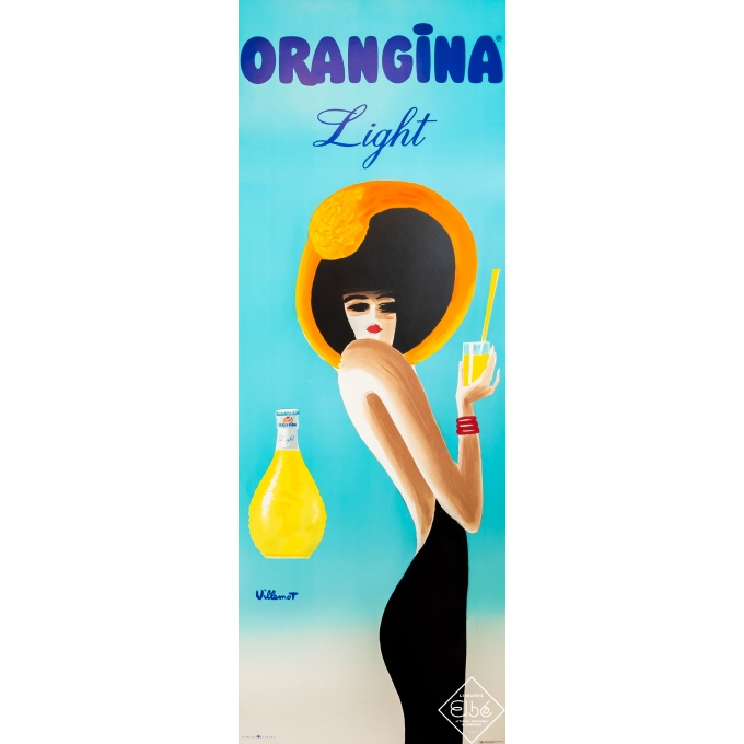Affiche ancienne de publicité - Villemot - 1989 - Orangina Light - 157 par 57 cm