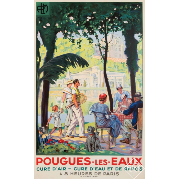 Affiche ancienne de voyage - L. J. Onaf - 1935 - Pougues les Eaux PLM - 100 par 62,5 cm