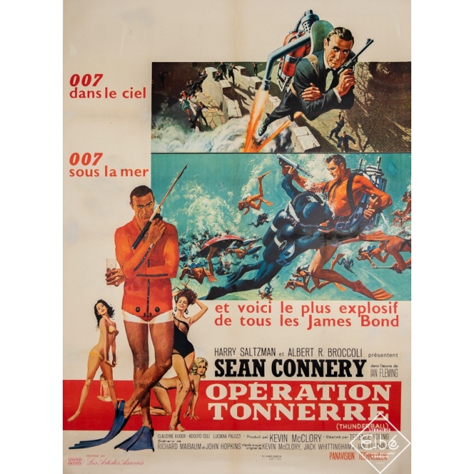 Affiche ancienne de cinéma - 1965 - Opération Tonnerre - Sean Connery - 007 - James Bond - 160 par 120 cm
