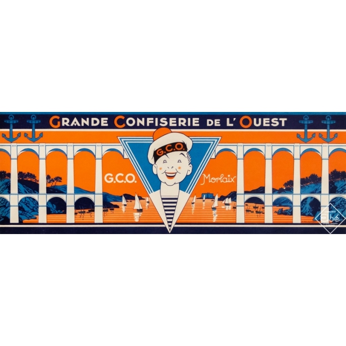 Vintage advertising poster - A. Malassinet - Circa 1930 - Grande Confiserie de l'Ouest - G.C.O Morlais - 6,5 by 17,9 inches