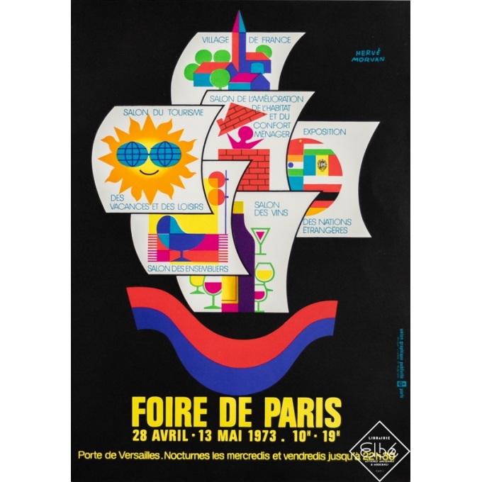 Affiche ancienne d'exposition - Hervé Morvan - 1973 - Foire de Paris - 1973 - 55 par 35 cm