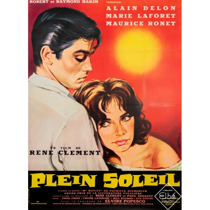 Affiche ancienne de cinéma - J. Mascii - 1960 - Plein Soleil - 160 par 120 cm
