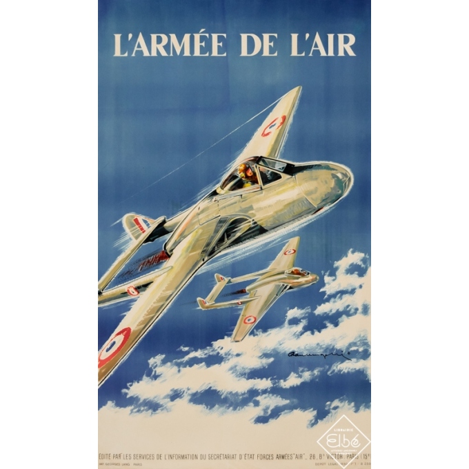 Affiche ancienne de publicité - Paul Lengellé - 1950 - L'Armée de l'Air - 100 par 62 cm