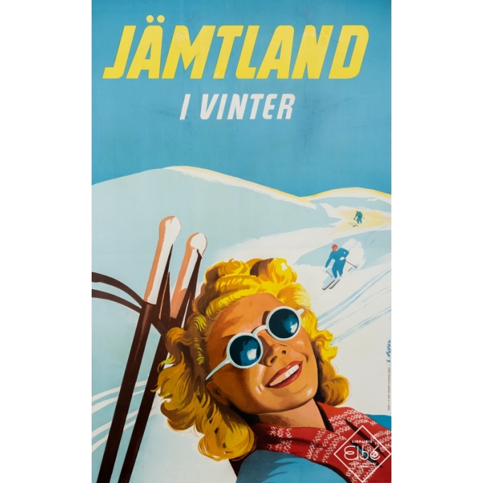 Vintage travel poster - Heffer - Circa 1950 - Jämtland I Vinter - Suède - Sweden - 39,4 by 24,4 inches